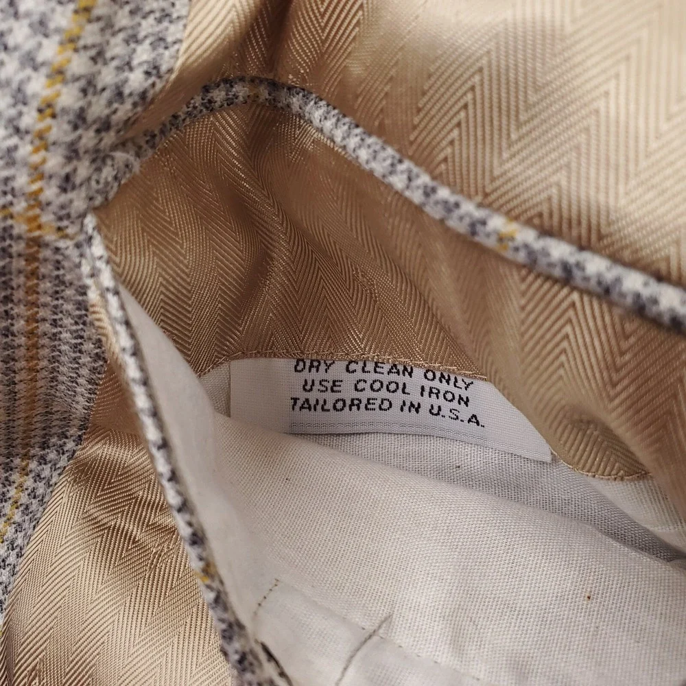Corporate Image Blazer Mens 42L Black Yellow Houndstooth Windowpane Sport Coat‎